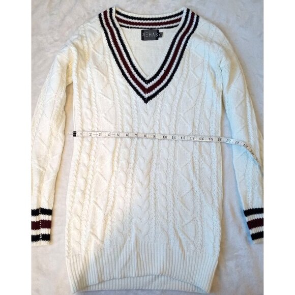Sweater Dress Cable Knit White Multicolor sz Small Sexy Short - Picture 15 of 16